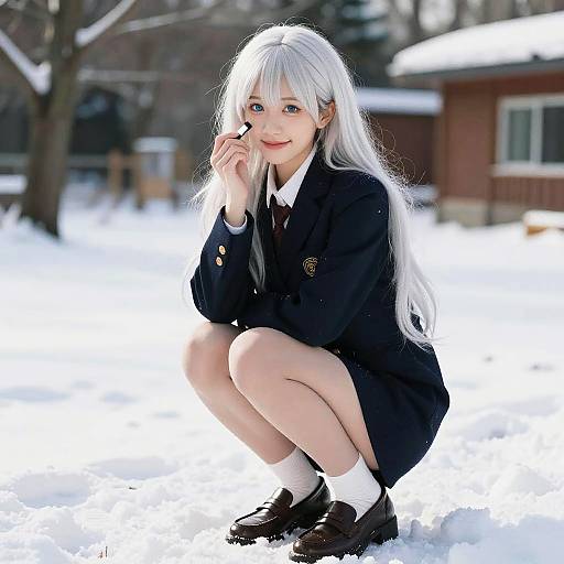 Winter Idol Applying Makeup in Snow