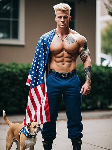 Lifestyle costume photo of Guile. Cosplay clothes