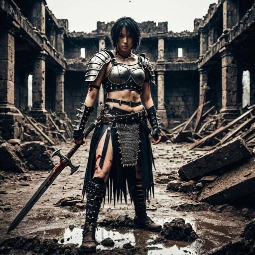 Female Gladiator in Ruined Arena