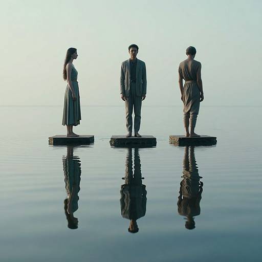Serene Figures on Floating Platforms