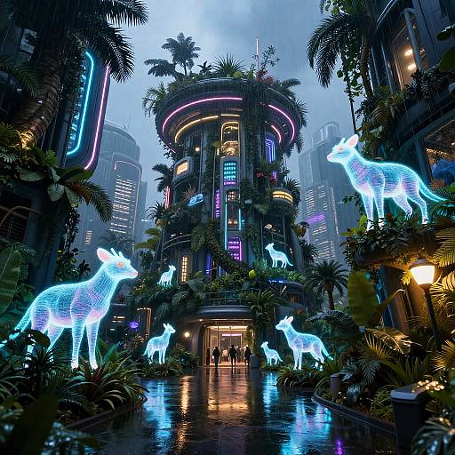 Futuristic Neon Urban Jungle Night