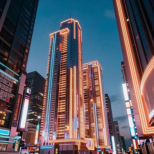 Futuristic Neon Cityscape at Twilight