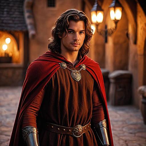 Medieval Fantasy Man in Red Cape