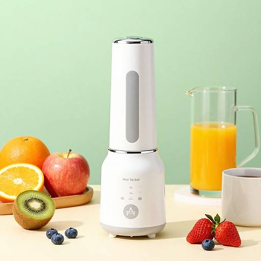 Sleek Hand Blender with Vibrant Fruits