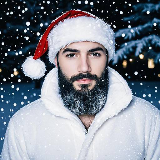 Realistic Santa in Winter Wonderland