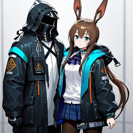 Illustration of Amiya (guard) (arknights), arknights in the style of Shake-o