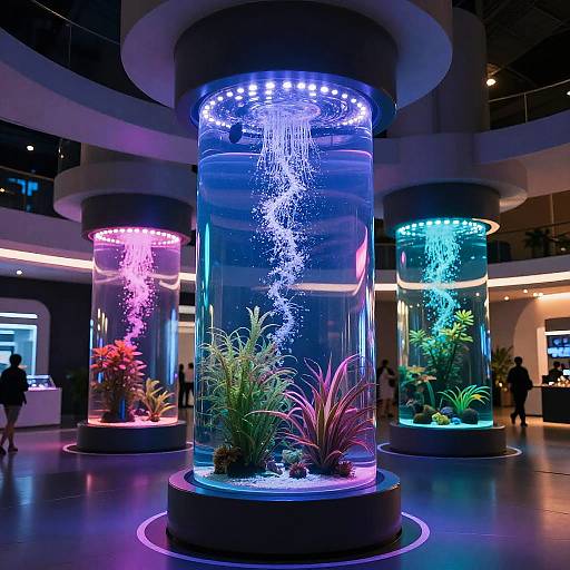 Futuristic Vertical Floating Aquarium