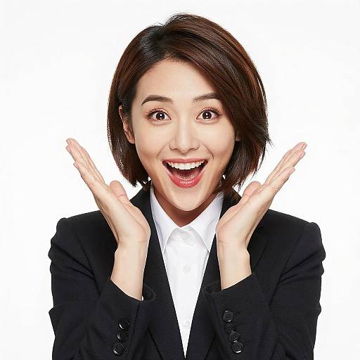 Excited Woman with Short Hair