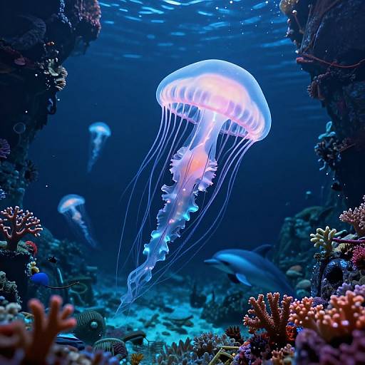 Luminous Jellyfish in Underwater Realm