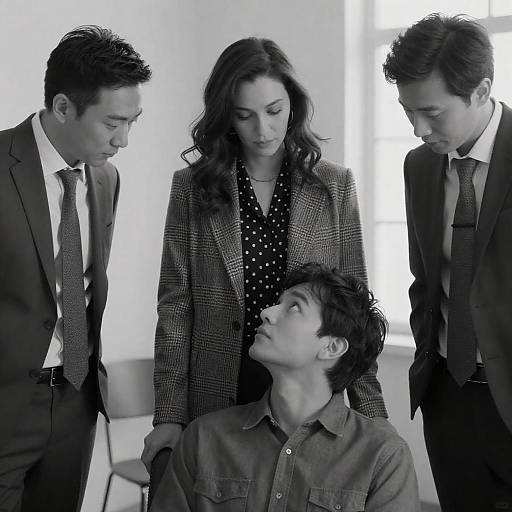 Black and white business group discussion