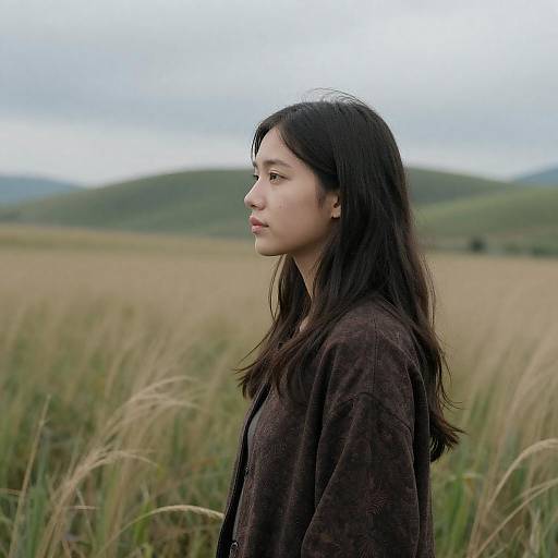 Pensive Woman in Golden Grass