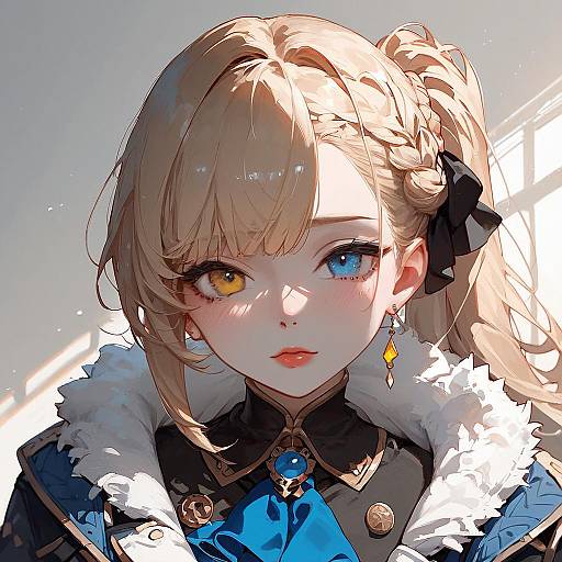 Blushing Heterochromatic Long-Haired Anime Girl