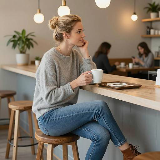 Cozy Café Scene with a Blonde Woman