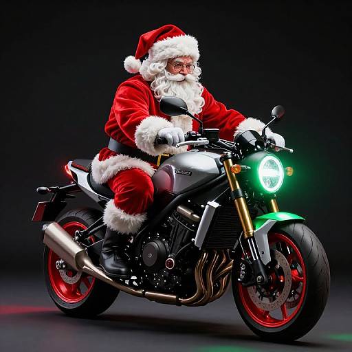 Santa Claus on Modern Motorcycle