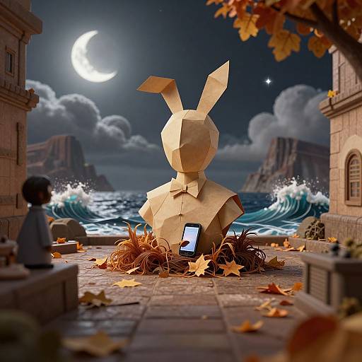 Realistic 3D Autumn Paper Figure Scene