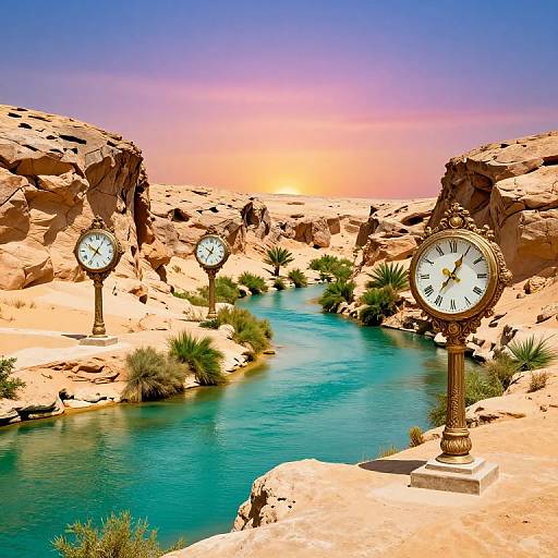Ornate Clocks at Desert Oasis