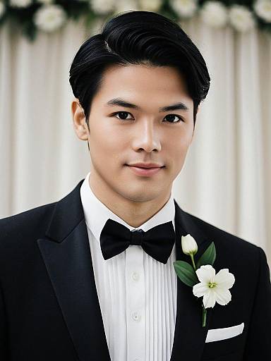 Handsome Groom in Black Tuxedo