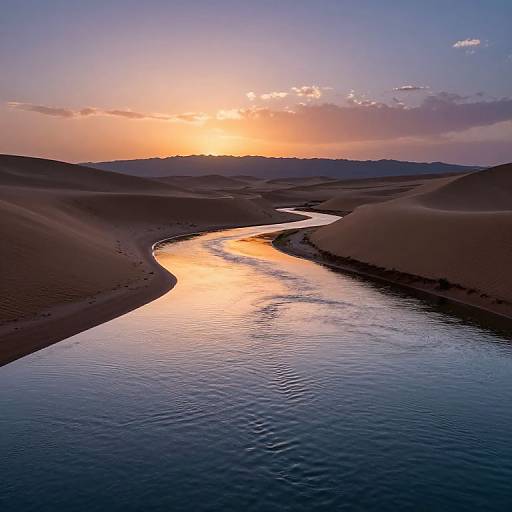 Luminous River in Twilight Desert