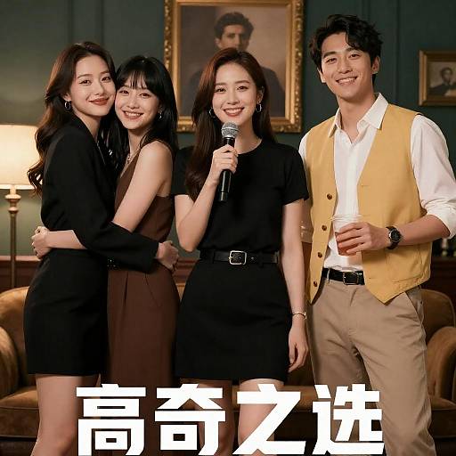 Dynamic Movie Poster with Smiling Cast