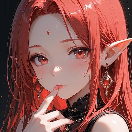 Red-Haired Elven Portrait with Jewelry