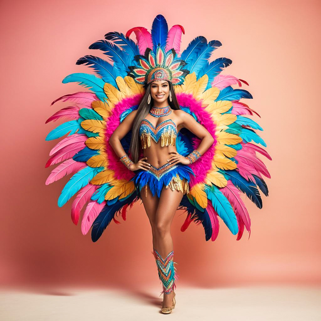 Vibrant Festival-Goer in Samba Costume