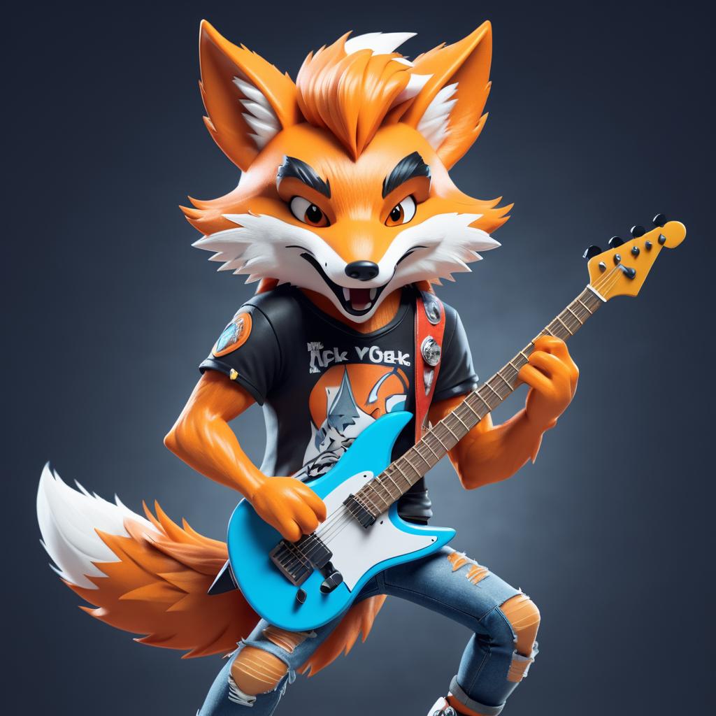 Rock Star Fox Playing Electric Guitar