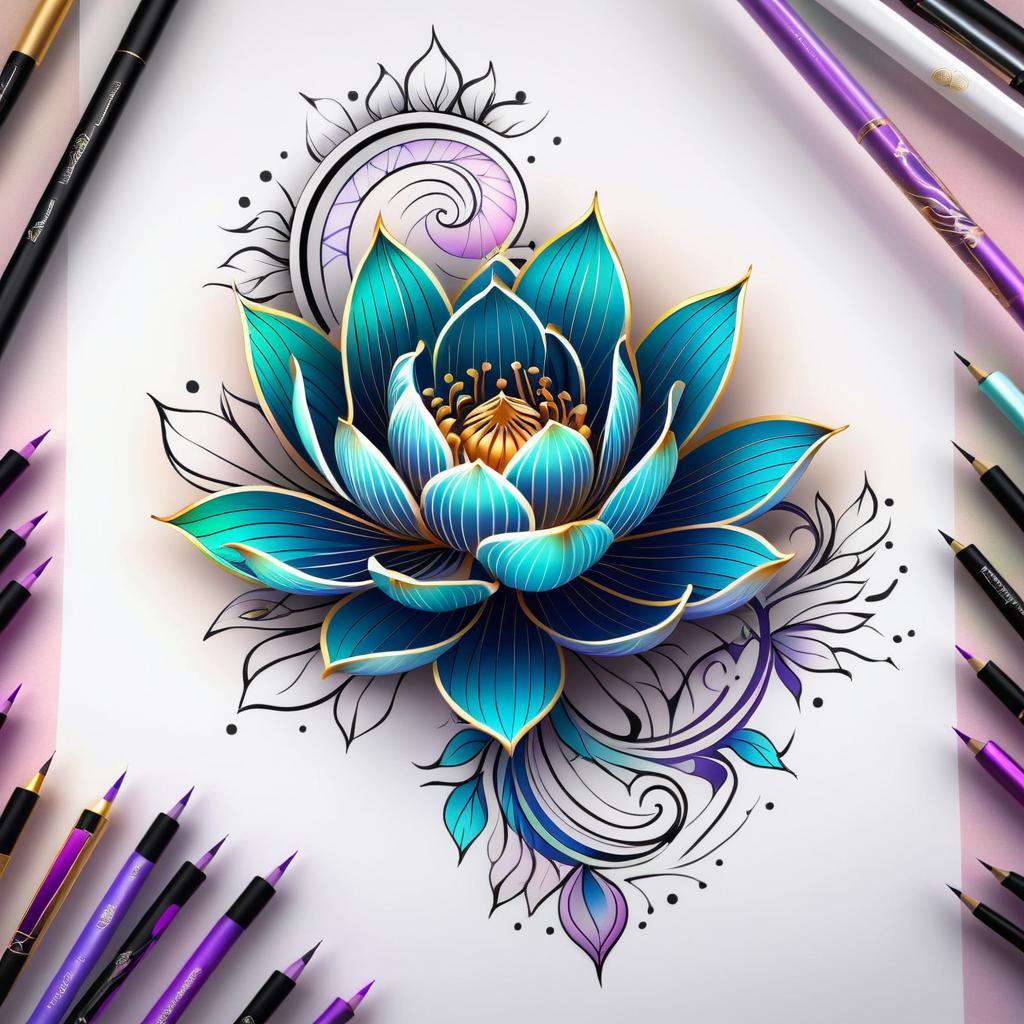 Elegant Pastel Lotus Flower Arm Tattoo