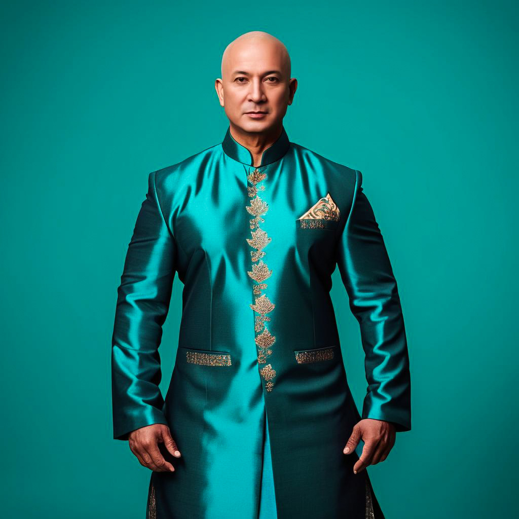 Confident Man in Diwali Sherwani Shot