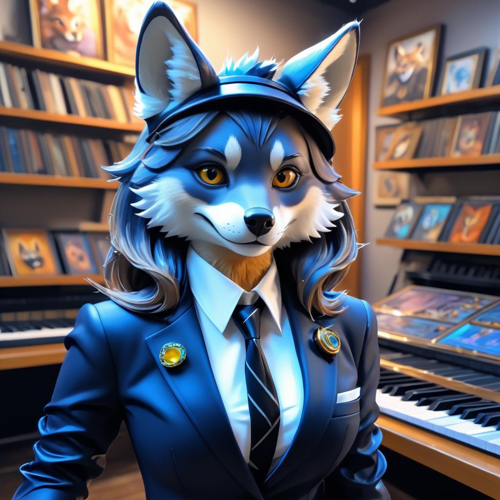 Expressive Female Wolf Fursona in Unique Style