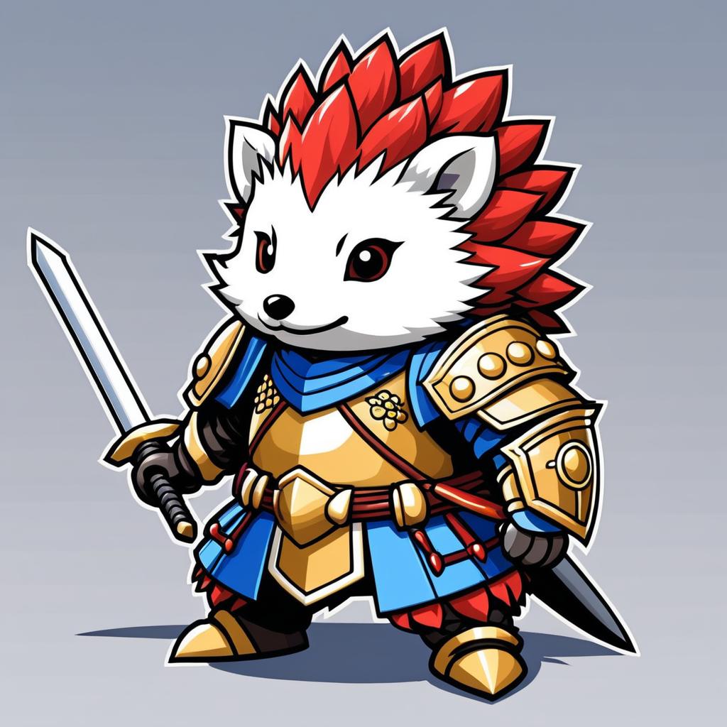 Japanese Hedgehog Knight Game Asset Design