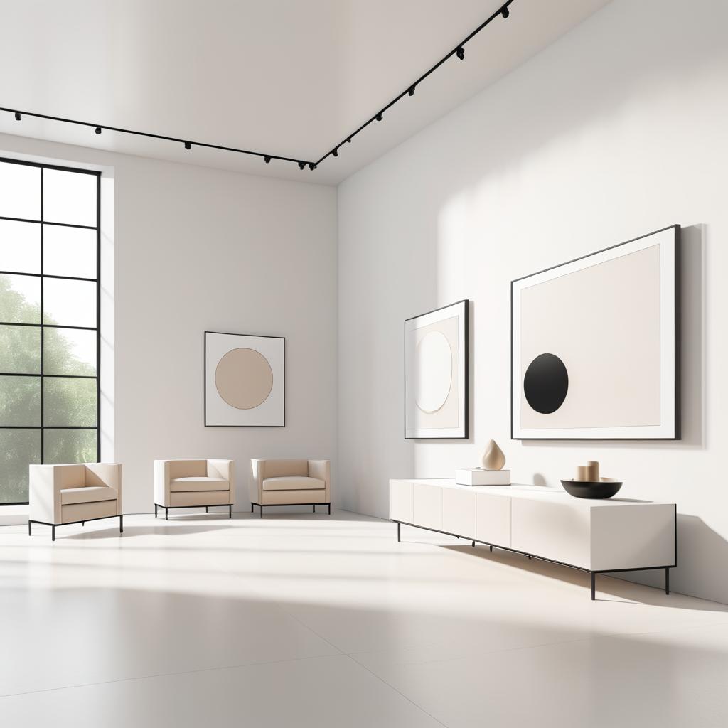 Minimalist Modern Art Gallery 3D Render