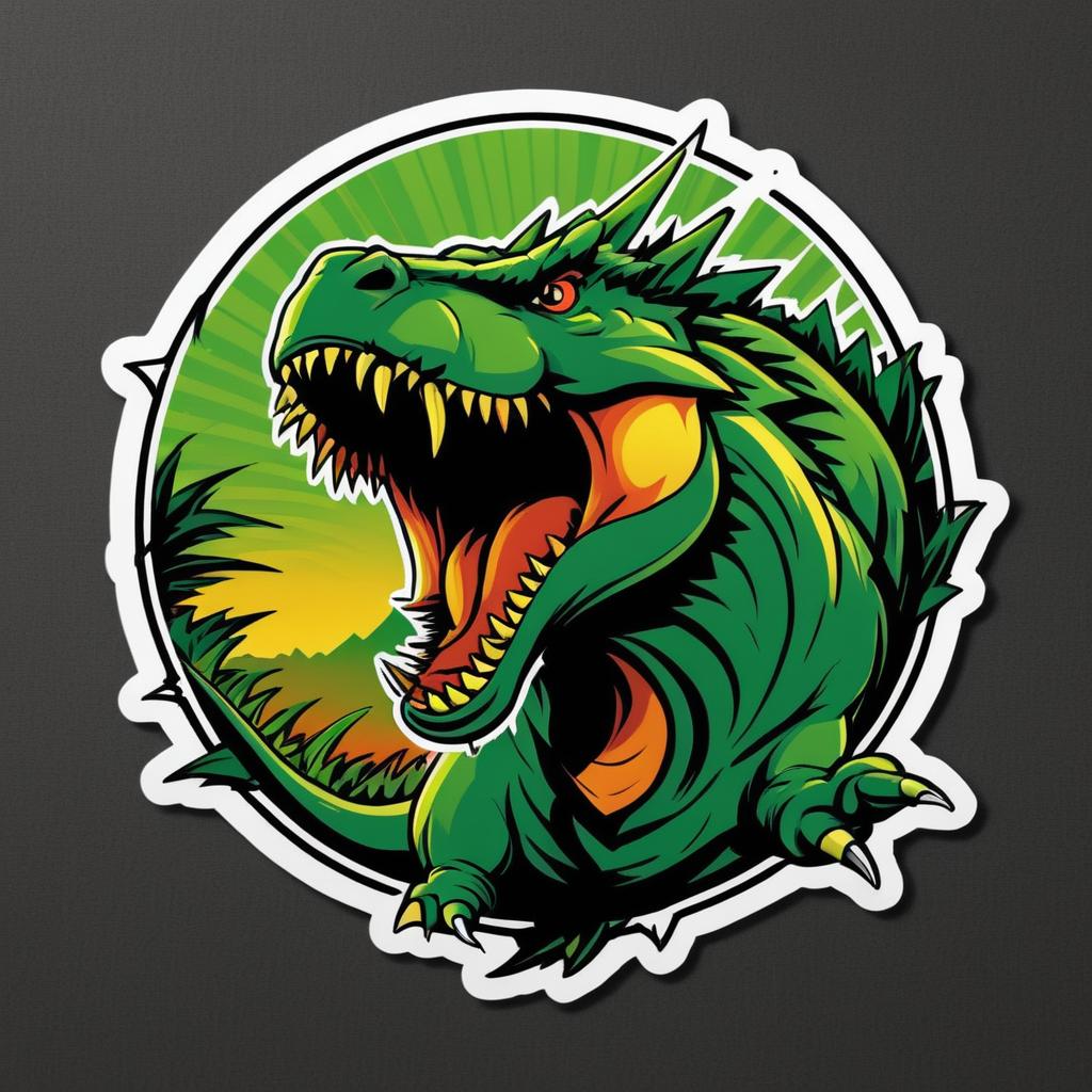 Dynamic Comic Dinosaur Sticker Design