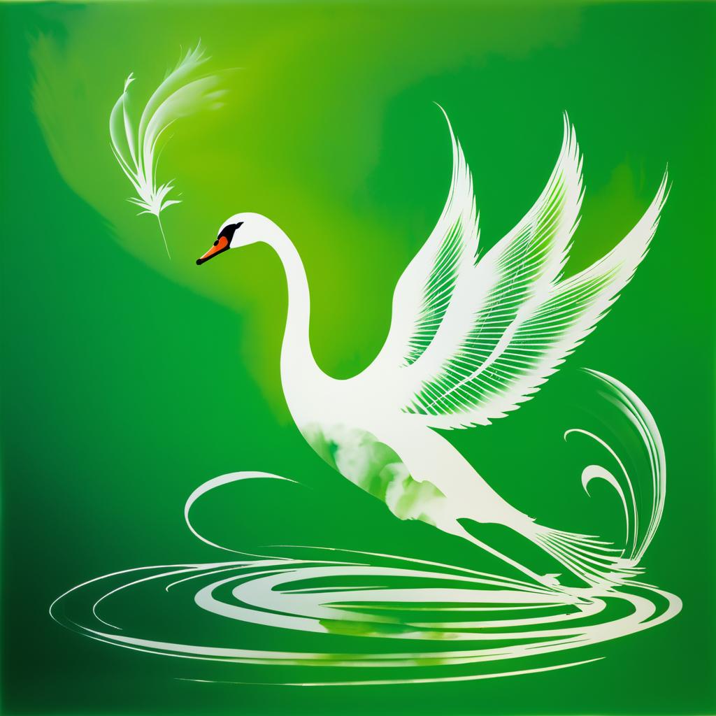 Graceful Swan in Vibrant Photogram Style