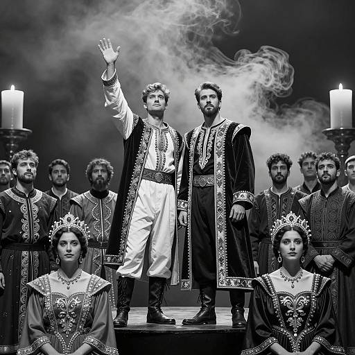 Dramatic Gathering in Ornate Costumes