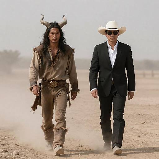 Desolate Walk: Contrast in Attire and Mood