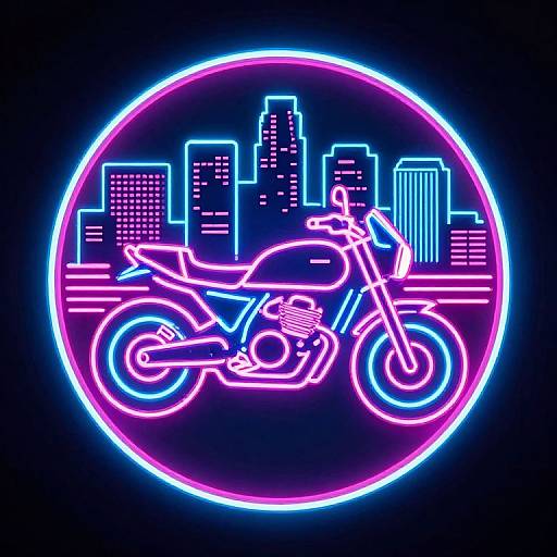 80s Cyberpunk Neon Motorcycle Logo