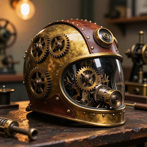 Steampunk Brass and Leather Helmet