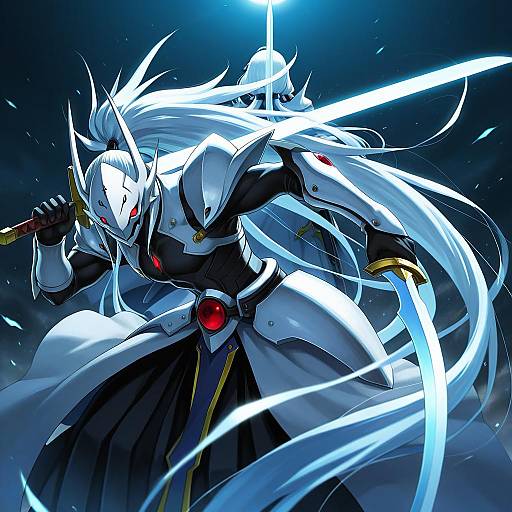 Illustration of Hakumen, blazblue in the style of Hashi
