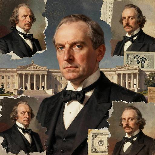 Abstract Collage of Klaus Schwab and Conspiracy