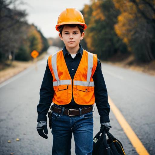 Boy in Construction Worker Halloween Costume