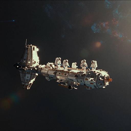 Astronauts Performing EVA on Space Station in Orbit