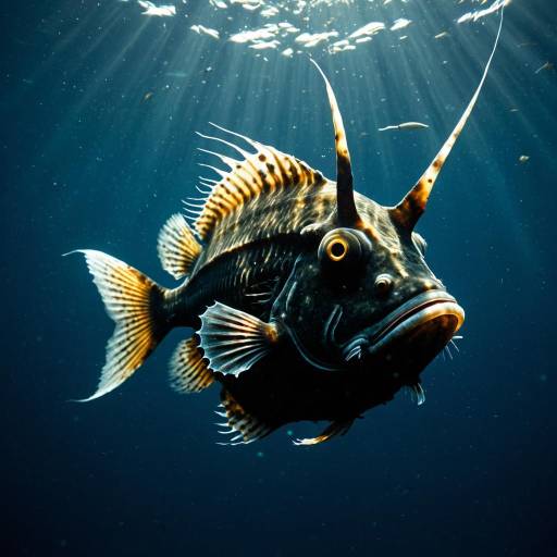 Illuminated Anglerfish in Deep Ocean Illuminated Anglerfish in Deep Ocean
