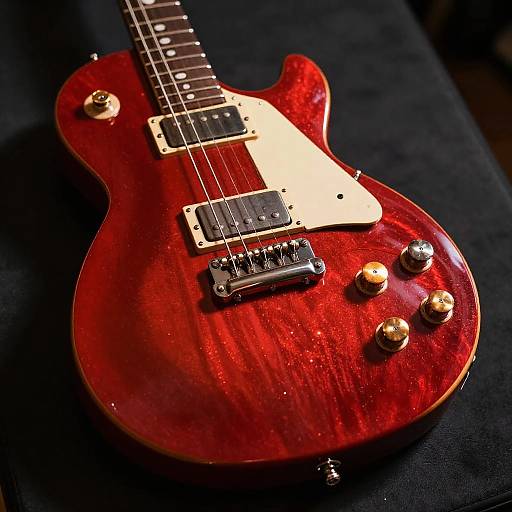 Vintage Red Lacquered Guitar Close-Up