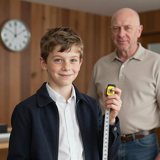 A Young Boy's Measuring Moment