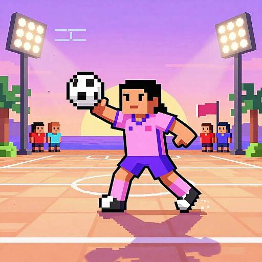 Pixel Art Gabby Logan Futsal Action