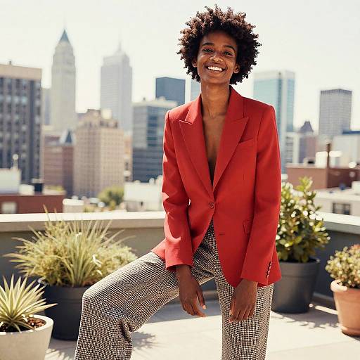 Confident Dark Brown Model in Bold Fashion