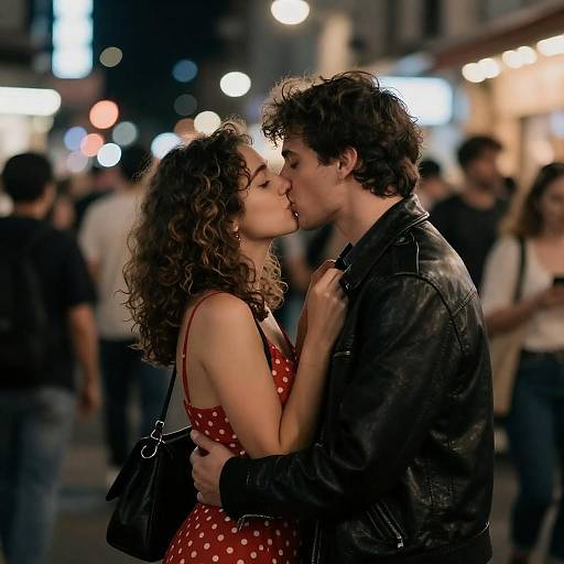 Midnight Kiss on Crowded Street