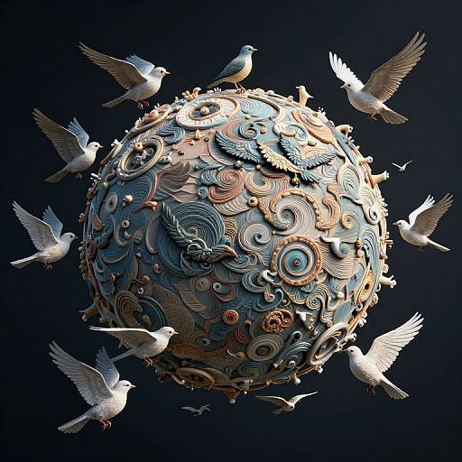 Bird Planet with Central Sphere