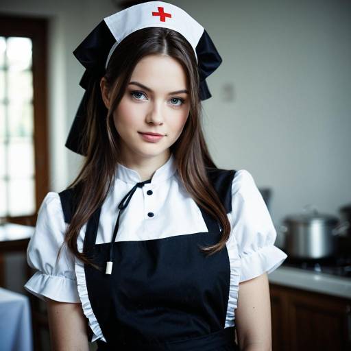 Young Woman in Witch Nurse Costume
