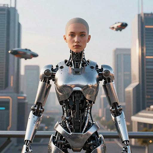 Futuristic Cyborg Portrait with Silverhands